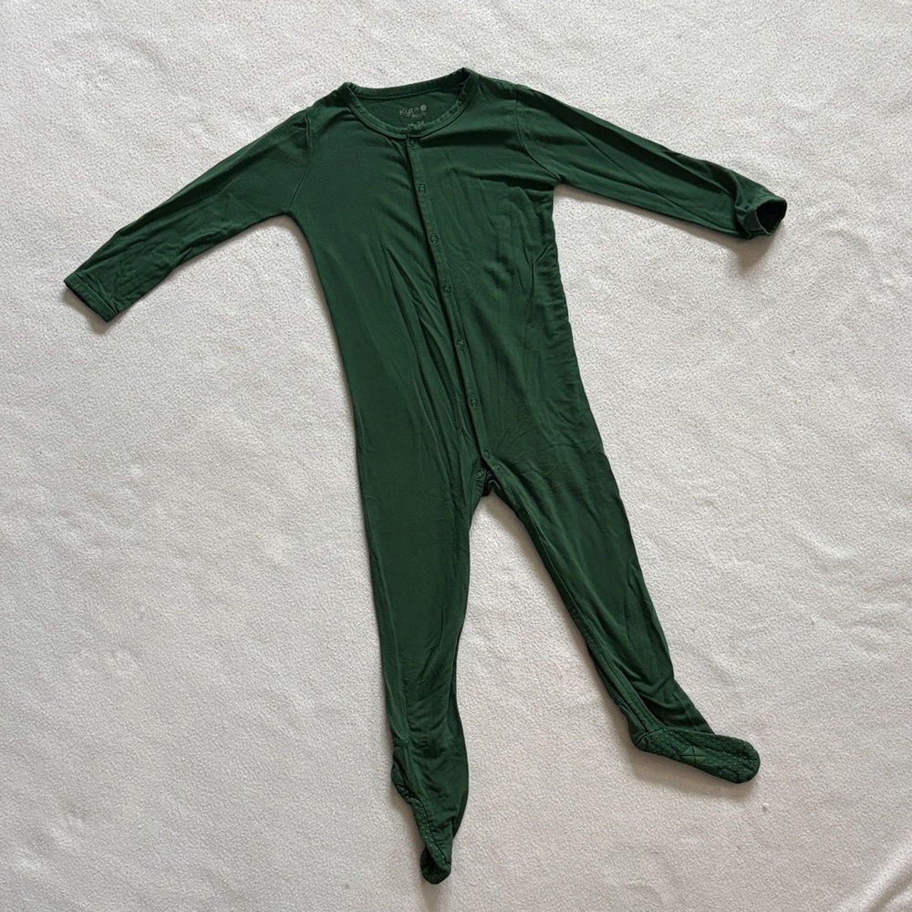 Kyte BABY Forest Green Bamboo Footed One-Piece